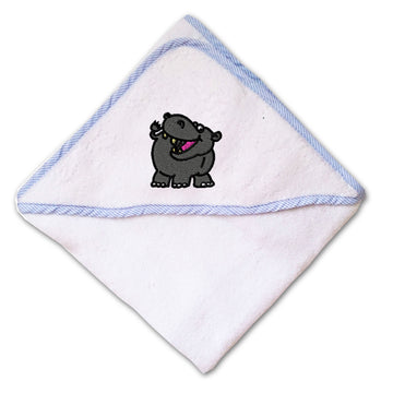 Baby Hooded Towel Smiley Hippopotamus Embroidery Kids Bath Robe Cotton