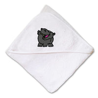 Baby Hooded Towel Smiley Hippopotamus Embroidery Kids Bath Robe Cotton - Cute Rascals