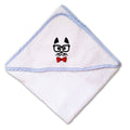 Baby Hooded Towel Smart Dog Face Red Bow Tie Embroidery Kids Bath Robe Cotton