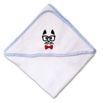 Baby Hooded Towel Smart Dog Face Red Bow Tie Embroidery Kids Bath Robe Cotton - Cute Rascals