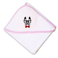 Baby Hooded Towel Smart Dog Face Red Bow Tie Embroidery Kids Bath Robe Cotton