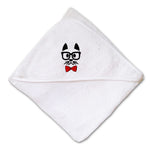 Baby Hooded Towel Smart Dog Face Red Bow Tie Embroidery Kids Bath Robe Cotton - Cute Rascals