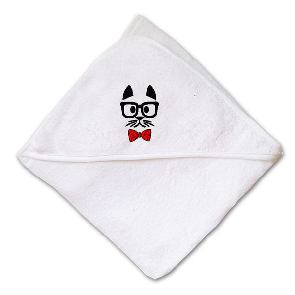 Baby Hooded Towel Smart Dog Face Red Bow Tie Embroidery Kids Bath Robe Cotton - Cute Rascals