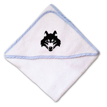 Baby Hooded Towel Wolf Face Black Embroidery Kids Bath Robe Cotton