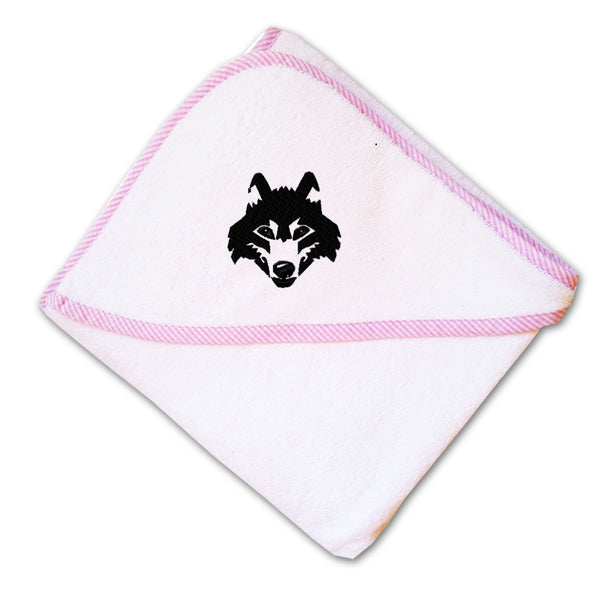 Baby Hooded Towel Wolf Face Black Embroidery Kids Bath Robe Cotton - Cute Rascals