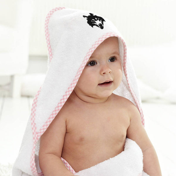 Baby Hooded Towel Wolf Face Black Embroidery Kids Bath Robe Cotton - Cute Rascals