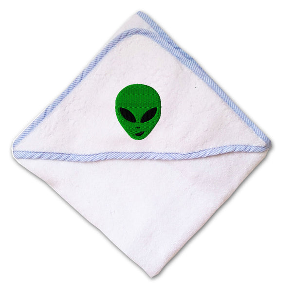 Baby Hooded Towel Green Happy Alien Face Embroidery Kids Bath Robe Cotton - Cute Rascals