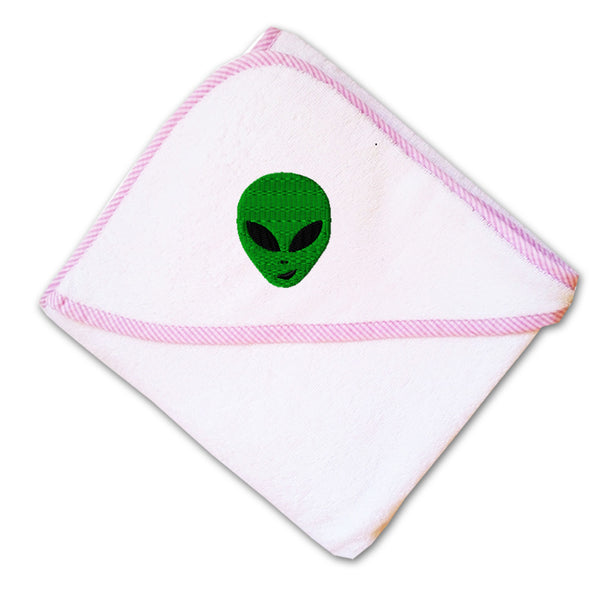 Baby Hooded Towel Green Happy Alien Face Embroidery Kids Bath Robe Cotton - Cute Rascals