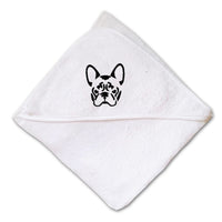 Baby Hooded Towel French Bulldog Silhouette Embroidery Kids Bath Robe Cotton - Cute Rascals