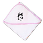 Baby Hooded Towel Siberian Husky Face Embroidery Kids Bath Robe Cotton - Cute Rascals