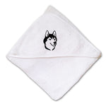 Baby Hooded Towel Siberian Husky Face Embroidery Kids Bath Robe Cotton - Cute Rascals