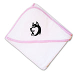 Baby Hooded Towel Siberian Husky B Embroidery Kids Bath Robe Cotton - Cute Rascals