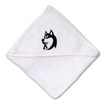 Baby Hooded Towel Siberian Husky B Embroidery Kids Bath Robe Cotton - Cute Rascals