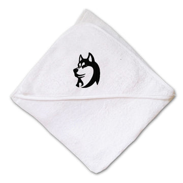 Baby Hooded Towel Siberian Husky B Embroidery Kids Bath Robe Cotton