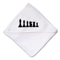 Baby Hooded Towel Chess Set Black Embroidery Kids Bath Robe Cotton - Cute Rascals