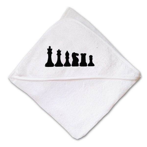 Baby Hooded Towel Chess Set Black Embroidery Kids Bath Robe Cotton - Cute Rascals