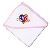 Baby Hooded Towel U.S.A Tattoo Heart Embroidery Kids Bath Robe Cotton - Cute Rascals