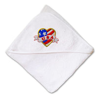 Baby Hooded Towel U.S.A Tattoo Heart Embroidery Kids Bath Robe Cotton - Cute Rascals