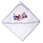 Baby Hooded Towel America Usa Patriotic Logo Embroidery Kids Bath Robe Cotton - Cute Rascals