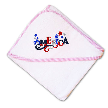 Baby Hooded Towel America Usa Patriotic Logo Embroidery Kids Bath Robe Cotton