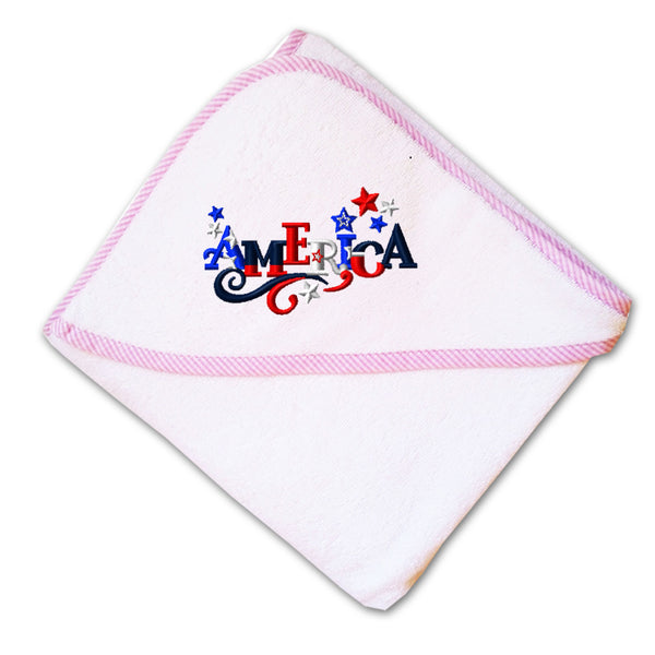 Baby Hooded Towel America Usa Patriotic Logo Embroidery Kids Bath Robe Cotton - Cute Rascals