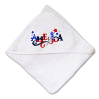 Baby Hooded Towel America Usa Patriotic Logo Embroidery Kids Bath Robe Cotton - Cute Rascals