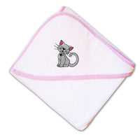 Baby Hooded Towel Kitten Embroidery Kids Bath Robe Cotton - Cute Rascals
