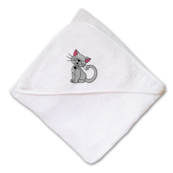 Baby Hooded Towel Kitten Embroidery Kids Bath Robe Cotton - Cute Rascals