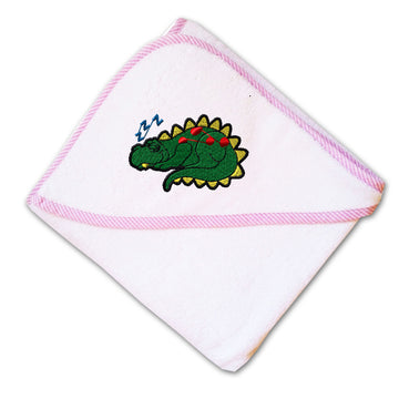 Baby Hooded Towel Snoozing Dino Embroidery Kids Bath Robe Cotton