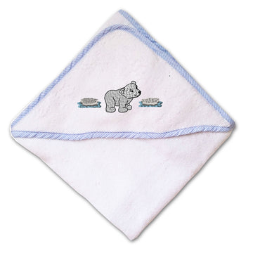 Baby Hooded Towel Cute Polar Bear Embroidery Kids Bath Robe Cotton