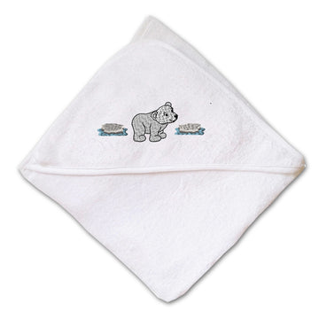 Baby Hooded Towel Cute Polar Bear Embroidery Kids Bath Robe Cotton
