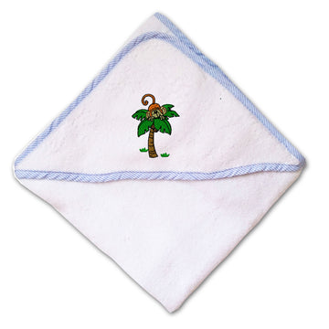 Baby Hooded Towel Kid Monkey Palm Tree Embroidery Kids Bath Robe Cotton
