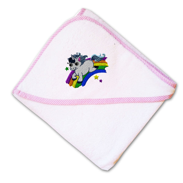 Baby Hooded Towel Kids Cute Unicorn Rainbow Embroidery Kids Bath Robe Cotton - Cute Rascals