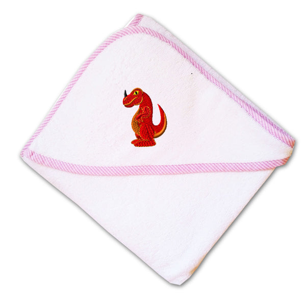 Baby Hooded Towel Kids Red Dinosaur Embroidery Kids Bath Robe Cotton - Cute Rascals