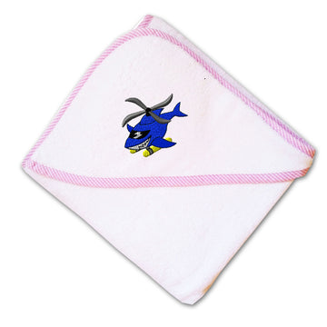 Baby Hooded Towel Kids Sharkcopter Embroidery Kids Bath Robe Cotton