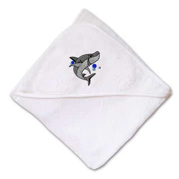 Baby Hooded Towel Kids Shark Towel C Embroidery Kids Bath Robe Cotton