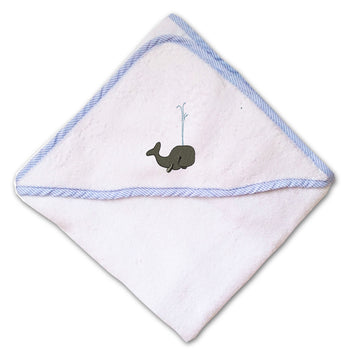 Baby Hooded Towel Whale Embroidery Kids Bath Robe Cotton