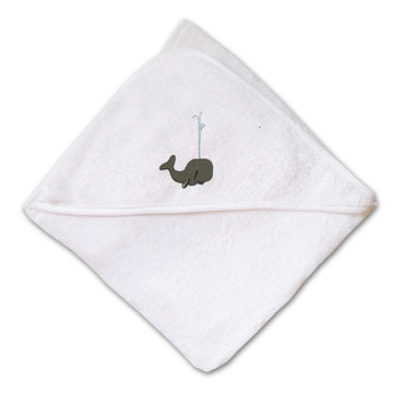 Baby Hooded Towel Whale Embroidery Kids Bath Robe Cotton