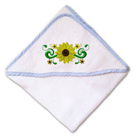 Baby Hooded Towel Plant Nature Sunflower Border Embroidery Kids Bath Robe Cotton - Cute Rascals