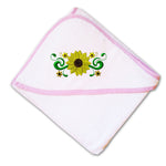 Baby Hooded Towel Plant Nature Sunflower Border Embroidery Kids Bath Robe Cotton - Cute Rascals