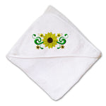 Baby Hooded Towel Plant Nature Sunflower Border Embroidery Kids Bath Robe Cotton - Cute Rascals