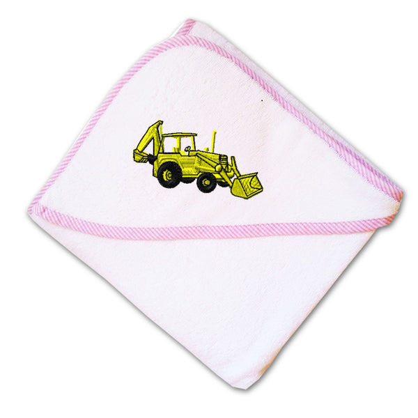 Baby Hooded Towel Back Hoe Loader Embroidery Kids Bath Robe Cotton - Cute Rascals