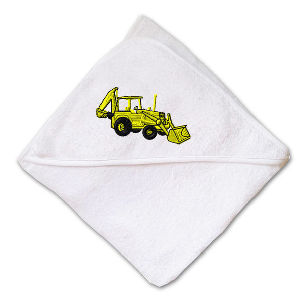 Baby Hooded Towel Back Hoe Loader Embroidery Kids Bath Robe Cotton - Cute Rascals