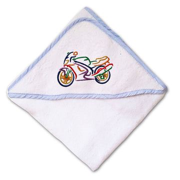 Baby Hooded Towel Motorcycle Colorful Logo Embroidery Kids Bath Robe Cotton