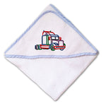 Baby Hooded Towel Semi Truck Colorful Logo Embroidery Kids Bath Robe Cotton - Cute Rascals