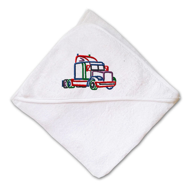 Baby Hooded Towel Semi Truck Colorful Logo Embroidery Kids Bath Robe Cotton - Cute Rascals