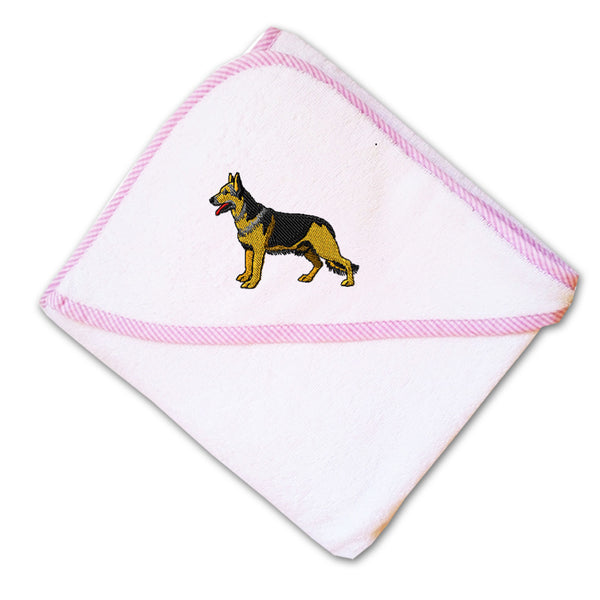 Baby Hooded Towel German Shepherd Dog A Embroidery Kids Bath Robe Cotton - Cute Rascals