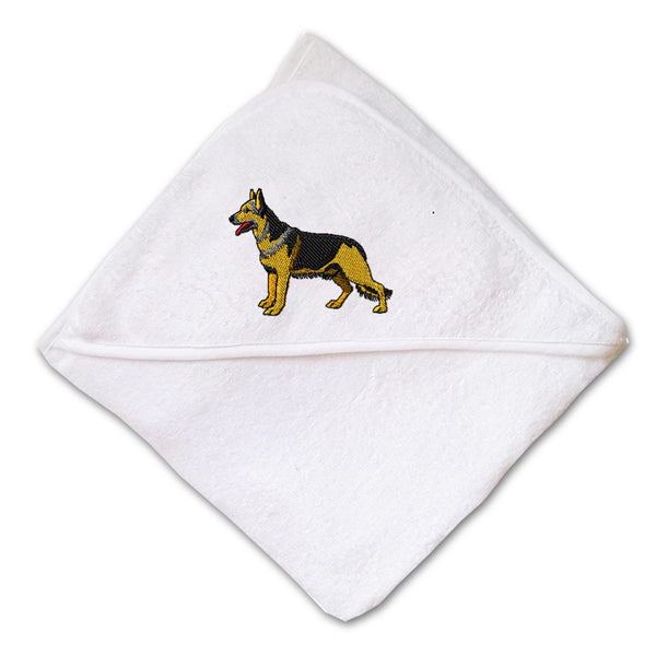 Baby Hooded Towel German Shepherd Dog A Embroidery Kids Bath Robe Cotton - Cute Rascals