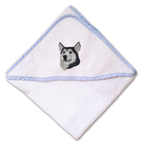 Baby Hooded Towel Siberian Husky Head A Embroidery Kids Bath Robe Cotton - Cute Rascals