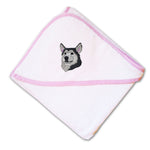 Baby Hooded Towel Siberian Husky Head A Embroidery Kids Bath Robe Cotton - Cute Rascals
